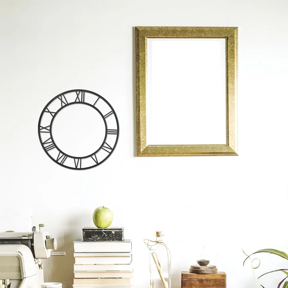 

2Pcs Decorative Mirror Clock Roman Numerals Acrylic Round Wall Sticker Strong Adhesive Easy Install for Living Room Bedroom