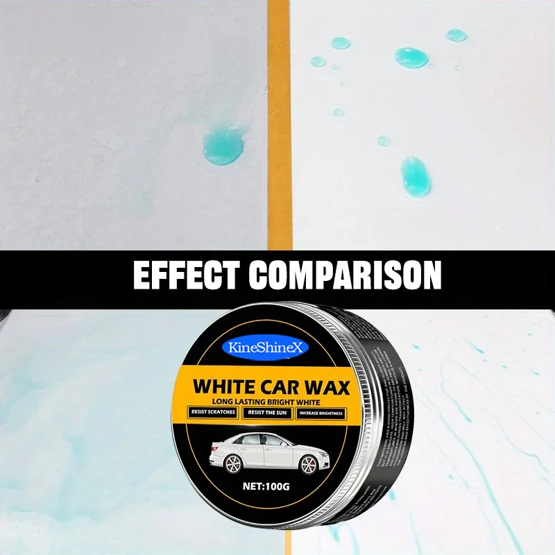 

Universal White Car Polishing Wax Aluminum-Based Formula Waterproof Paint Restoration UV Protection for All Vehicle Colors 100g