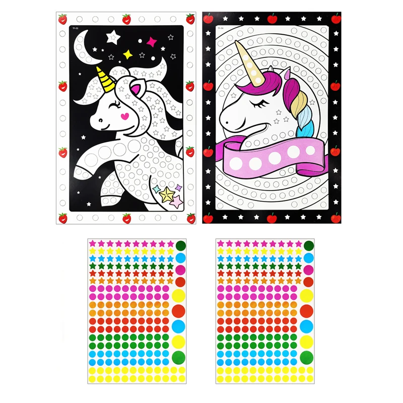 Cartoon Animal Drawing Mosaic Sticker Funny Puzzle Dot Stickers For Kids Children Early Educational Patience Training Toys