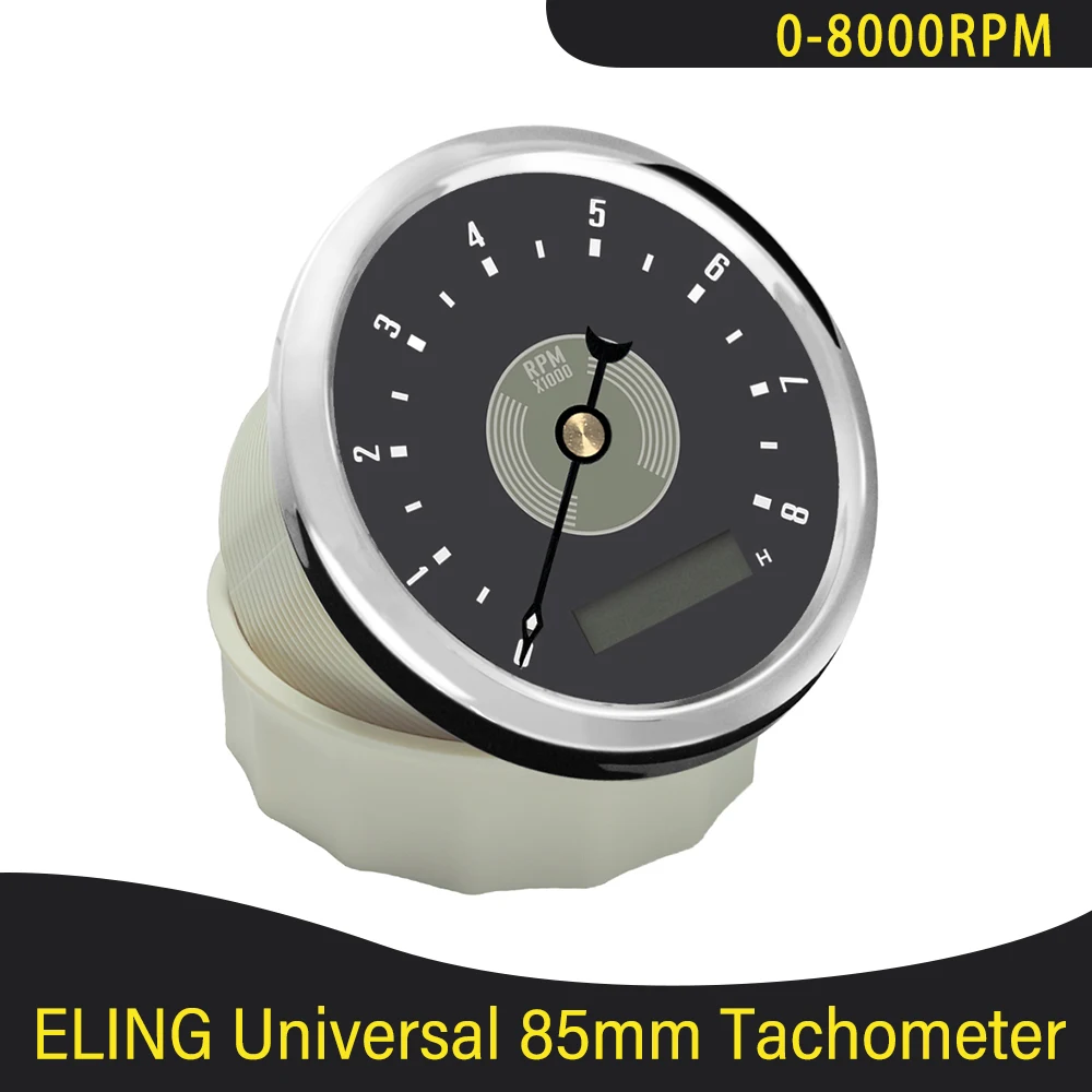 Newest 85mm Tachometer with LED Hourmeter Adjustable 0-8000RPM 0-12000RPM for Motorcycle Marine Car Universal 12V 24V