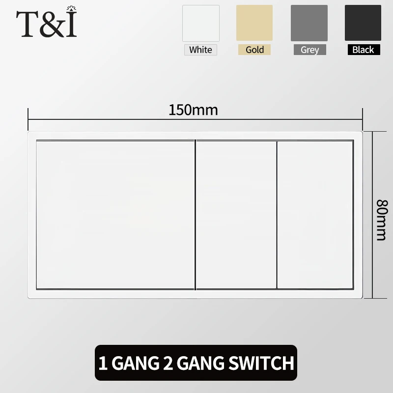 Europese stopcontact EU-stopcontact, USB Type-C oplaadpoorten, 1/2 gang lichtschakelaar, 16A 250V, inbouw, wit paneel, 80×80mm