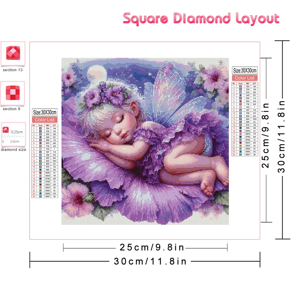 AZQSD 5D Diamond Painting Portrait Girl Embroidery Fairy Rhinestone Pictures Diy Embroidery Flower New Kit Home Decoration