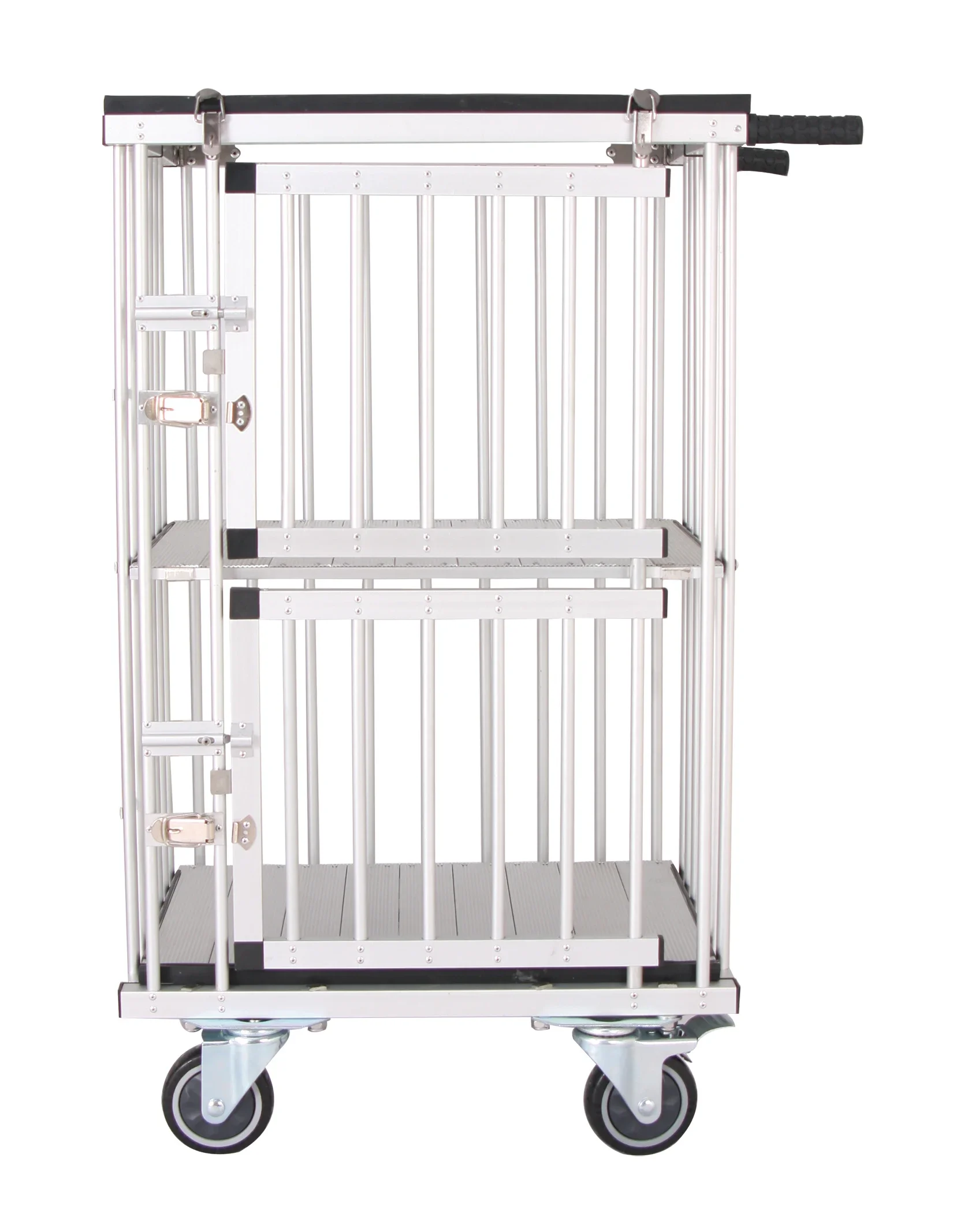 Small Portable Dog Show Trolley Aluminum Cage Pet Carrier with Wheels for Cats and Dogs Animals