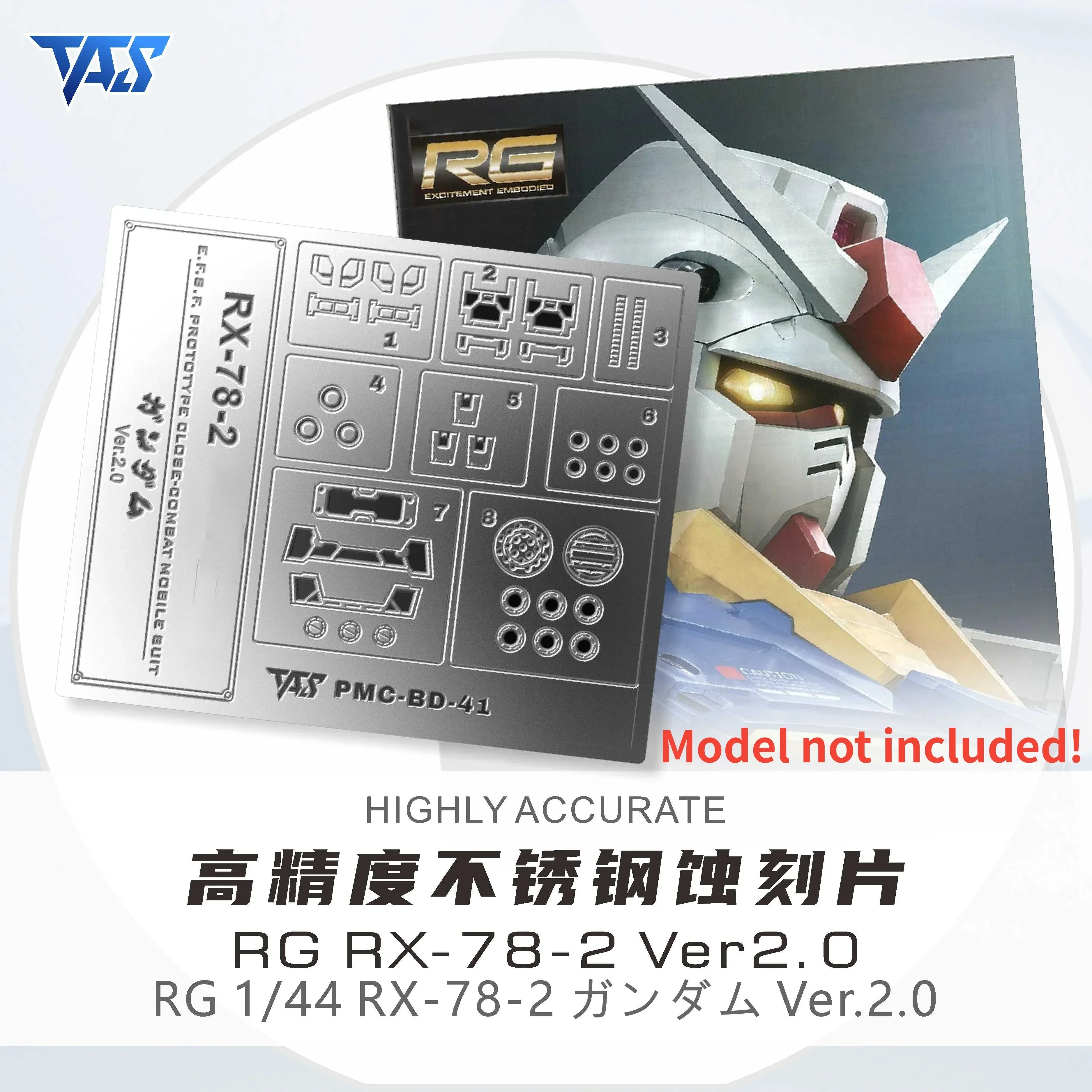 TAS Highly Accurate Etching Sheet Parts for RG RX-78-2 Ver 2.0 Mobile Suit Model Action Figures Details Hobby DIY Accessories