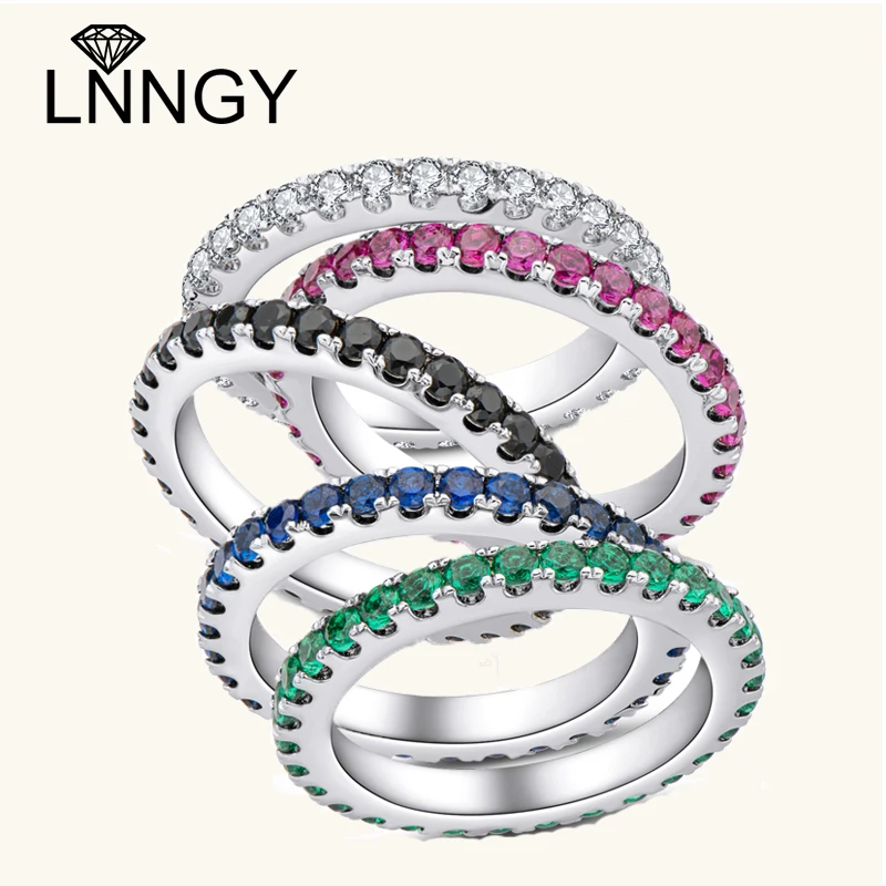 

Lnngy anillo plata 925 пробы серебро обручальное кольцо сверкающее красочное мини-обручальное кольцо с кубическим цирконом для женщин ювелирные изделия в подарок
