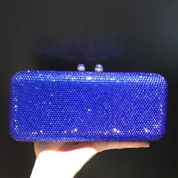 Women Solid Rhinestone Evening Clutch Bag Fashion Shiny Clutch Purse Wedding Party Prom Bride Bag Luxury Designer Gala Handbags