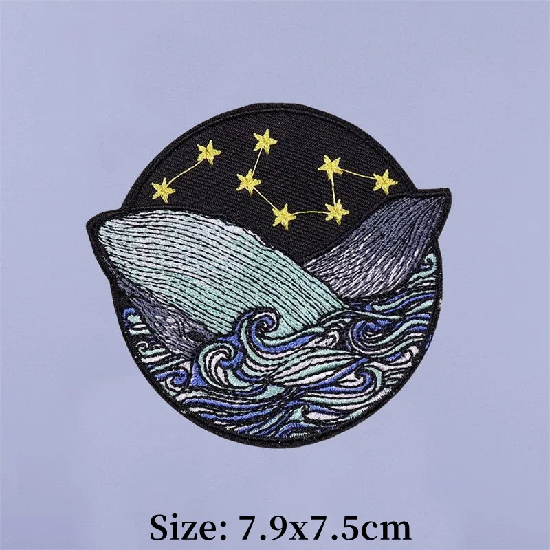 Natural Scenery Patch Mushroom Embroidered Patches for Clothing Abstract Art Iron on Patch on Clothes Fusible Appliques DIY