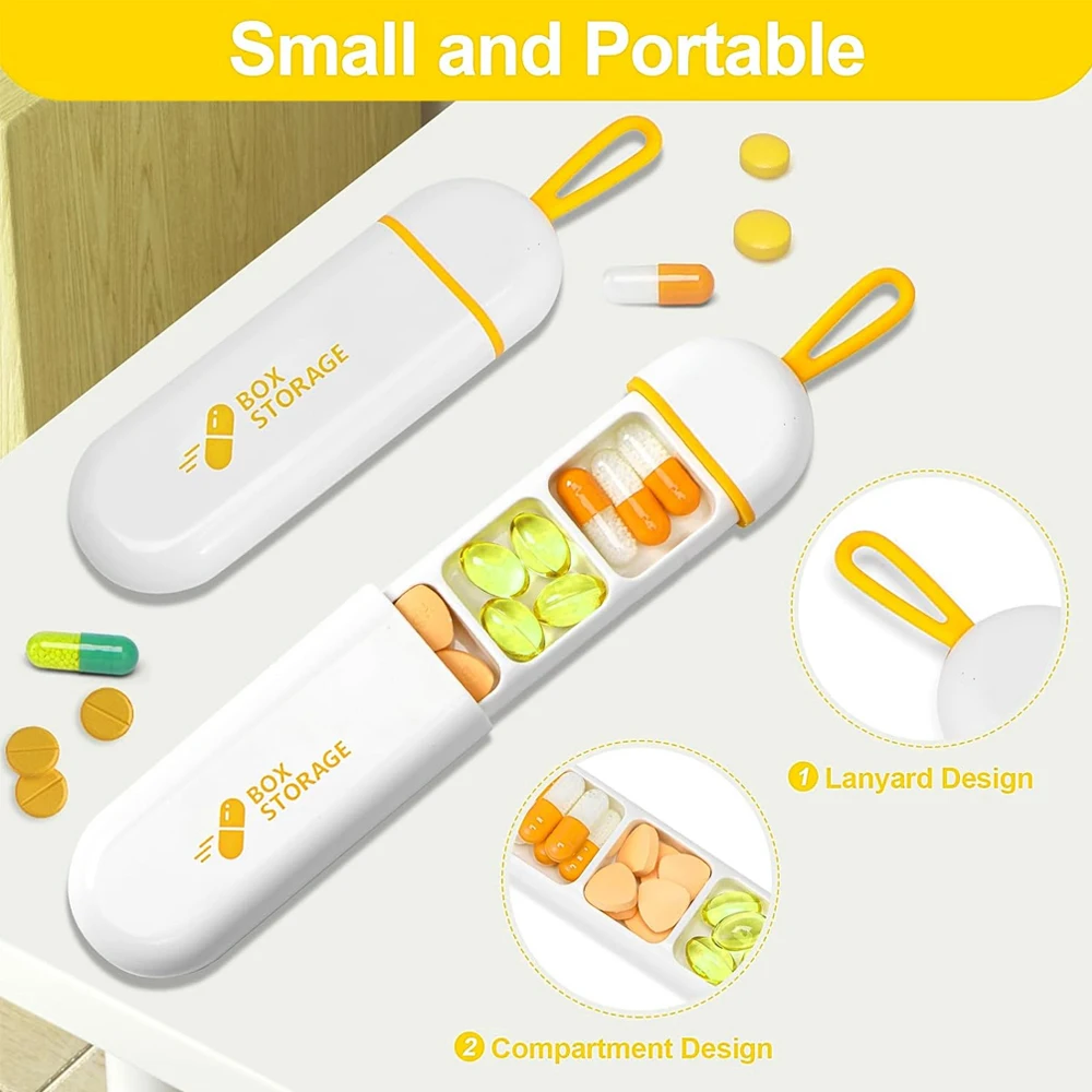 1/2 Stück Pillen-Organizer mit 3 Fächern, tragbares Pillenetui für Reisen, feuchtigkeitsbeständig, für Tabletten, Vitamine, Lebertran – Detail 9