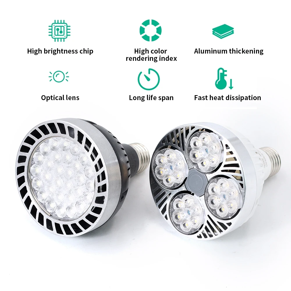 Bombilla LED PAR30 de 35W/45W E27, Súper Brillante, Ahorro de Energía, 220V, Foco, Luz Diurna, Proyector, Iluminación