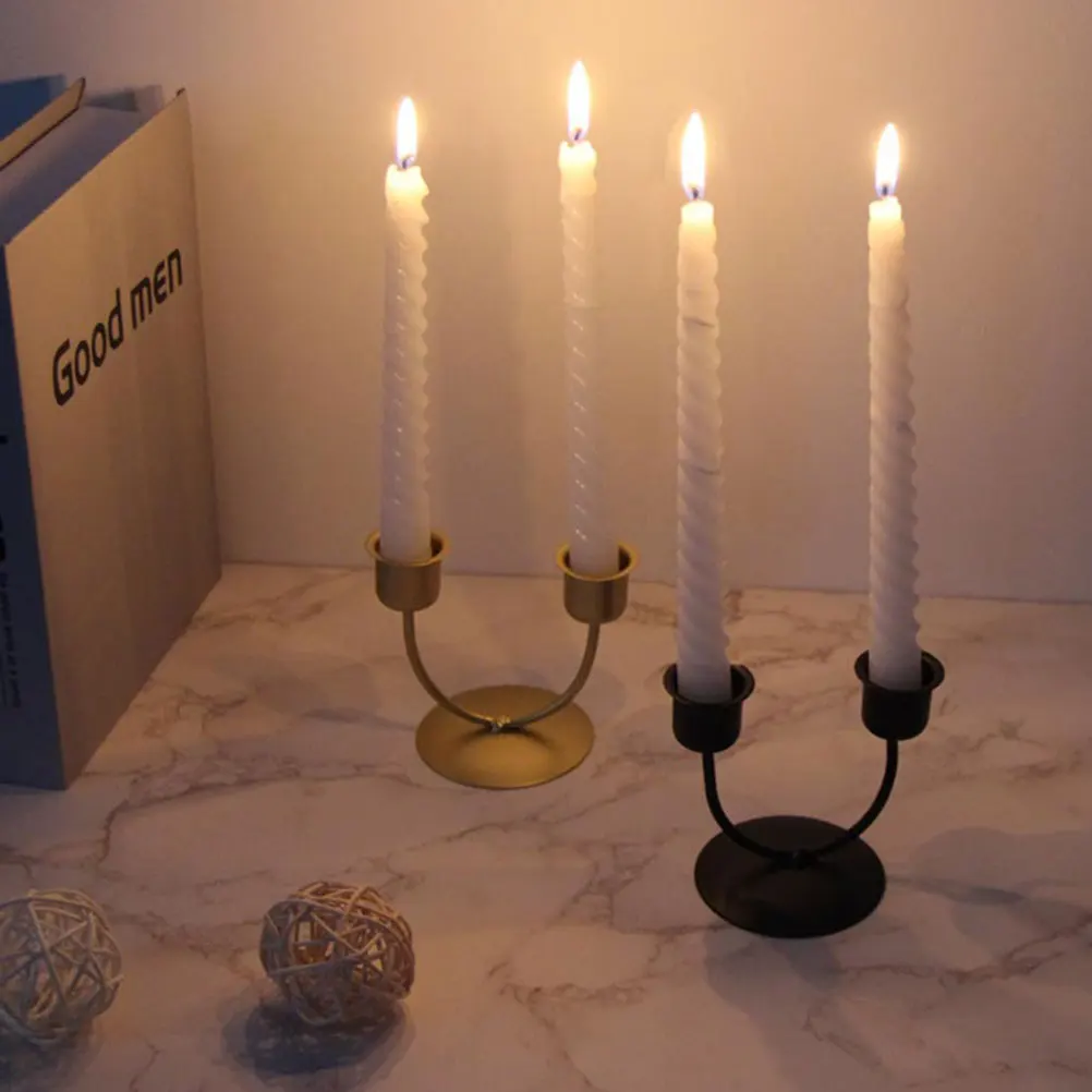 

2pcs Candlestick Holder Iron Material Sturdy Decorative Taper Stand Centerpieces for Table Party Holiday Dining Room