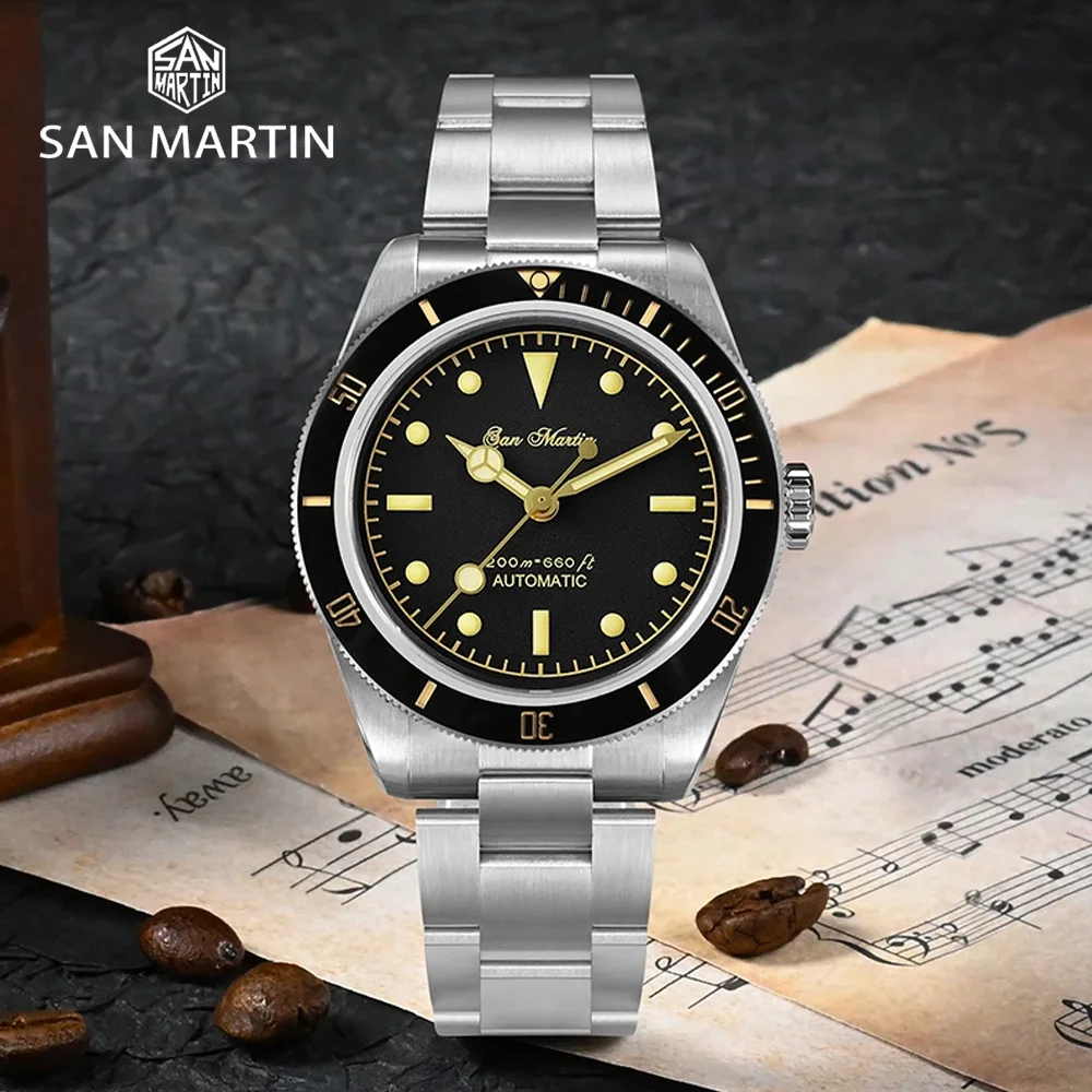 

San Martin 2024 Vintage 38mm 6200 Diver Automatic Watch for Men Luxury NH35 Mechanical Watch Sapphire Waterproof 200m Relojes