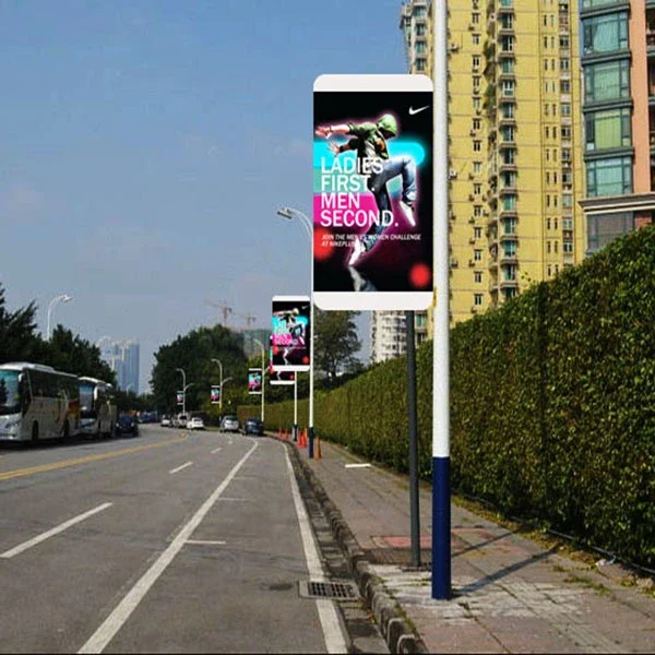 Full Color LED Screen SMD P3 P4 P5 Waterproof Street Lamp Pole 5G WIFI Advertising LED Billboard Pole Outdoor LED Display