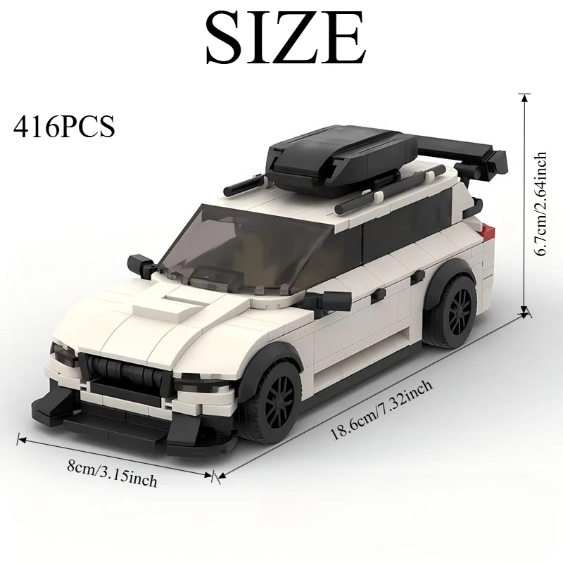 

416 шт. Белый комплект для сборки автомобилей для дрифта — MOC-совместимая модель седана для подростков и взрослых, настольный дисплей в подарок с руководством