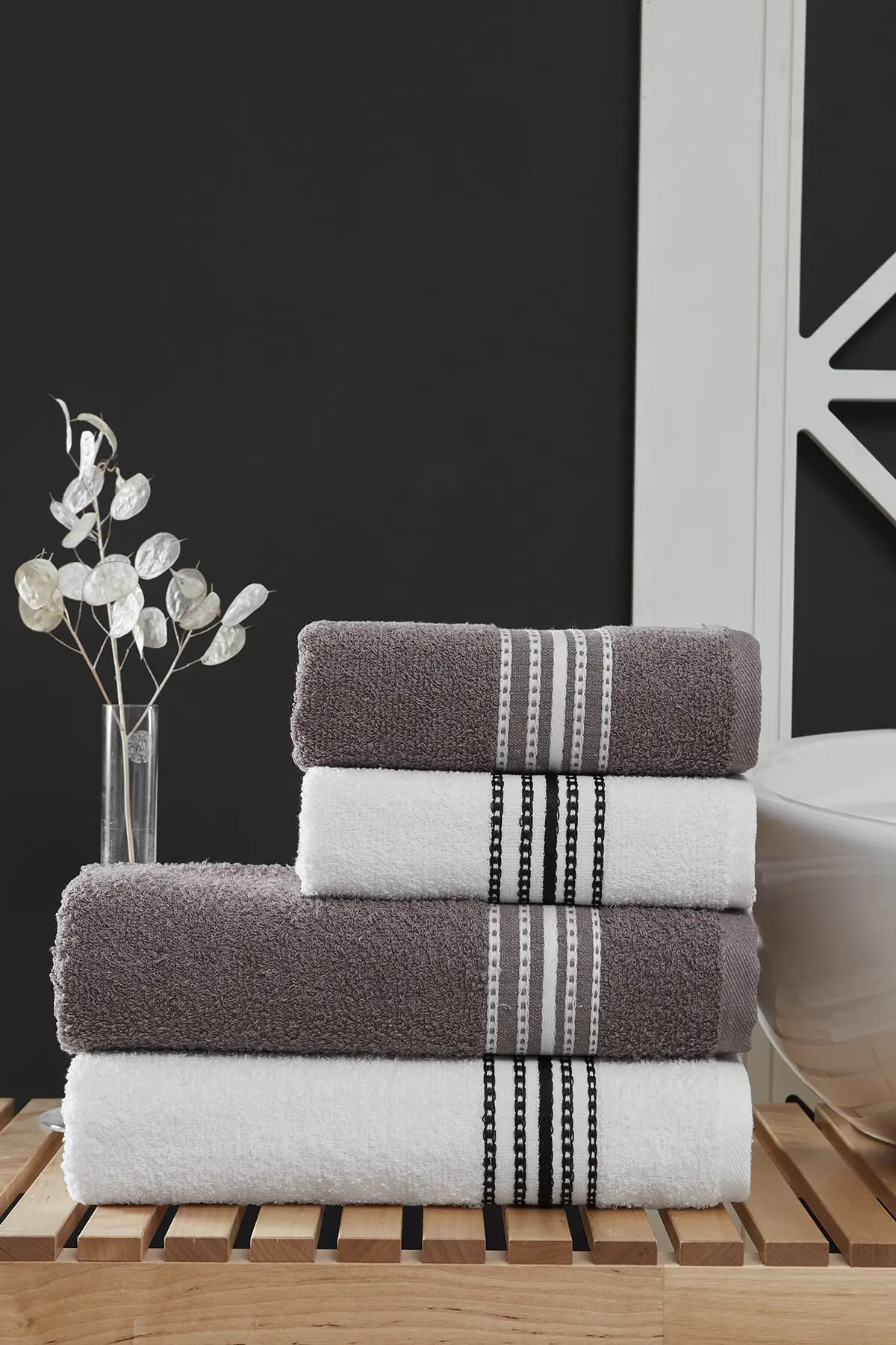 

Turkish Towel Set 50x90 70x140 Cm Elvin 4 Pcs Bath