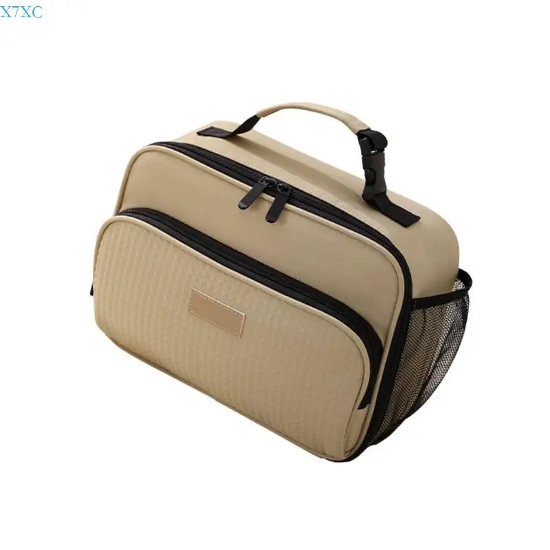 

X7XC Insulated Lunch Bag Waterproof Cool Box with Water Bottle Holder Front Pocket Container Bag for Work School