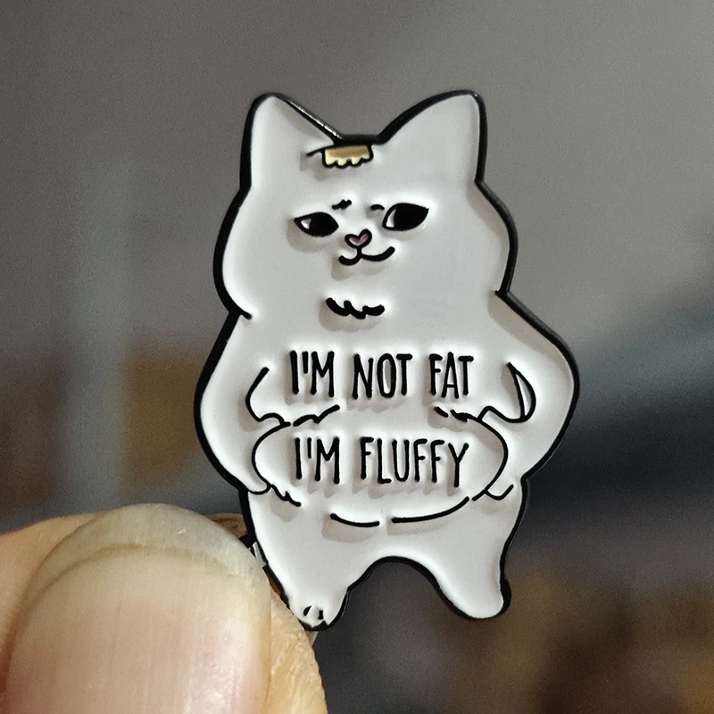 No soy gordo/a. Soy muy peludo/a. Broche de esmalte, insignia interesante de gato gordo, para ropa, mochila escolar, mochila, chaqueta, pin decorativo