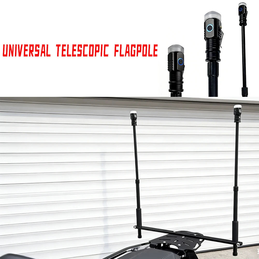 Thickened Aluminum Alloy Telescopic Flagpole for Motorcycle Travel Car Riding - Lengthened Durable Equipment