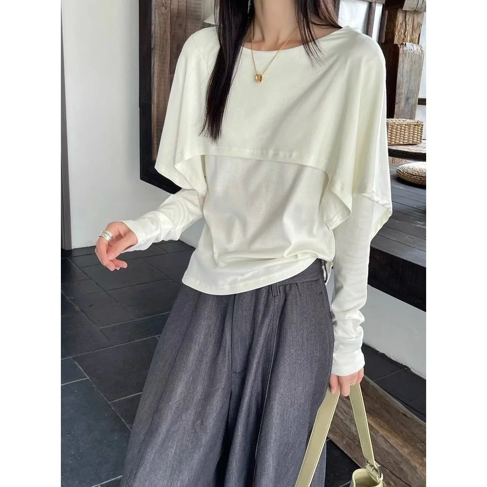 Camiseta de Algodón Chao Shou Han Mo Da Er, Nuevo Estilo de Otoño, Diseño Han Ban, Qi Pian Jin Gai Liang Jian Chang Shou