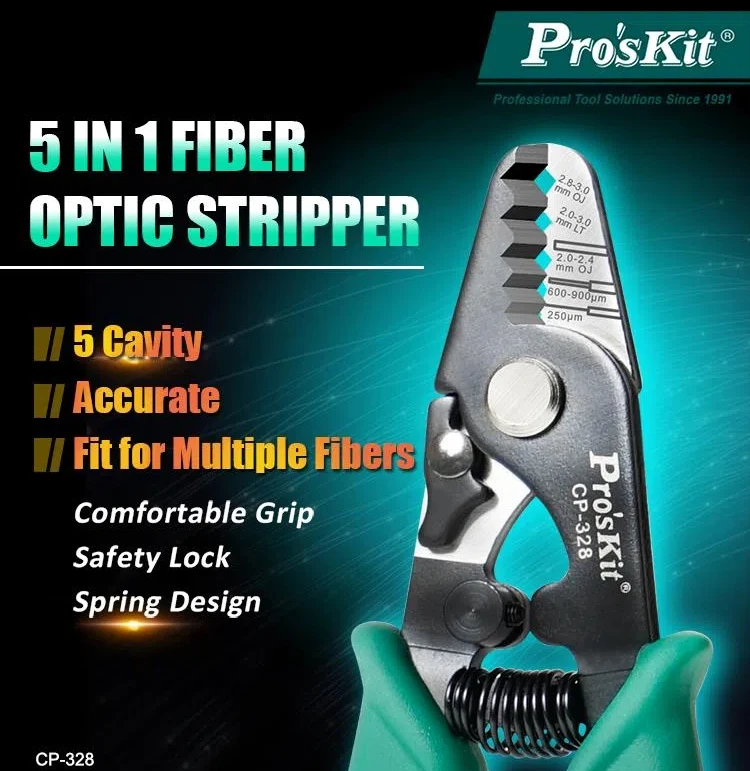 Proskit five-section multi-functional optical fiber stripper Cable stripper Optical fiber cable stripping pliers CP-328