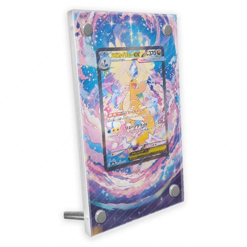 Pantalla de arte para tarjeta de Pokémon Dragonite Cobalion, colección de juegos de Anime, regalos para fanáticos del arte, funda protectora acrílica, llavero de juguete