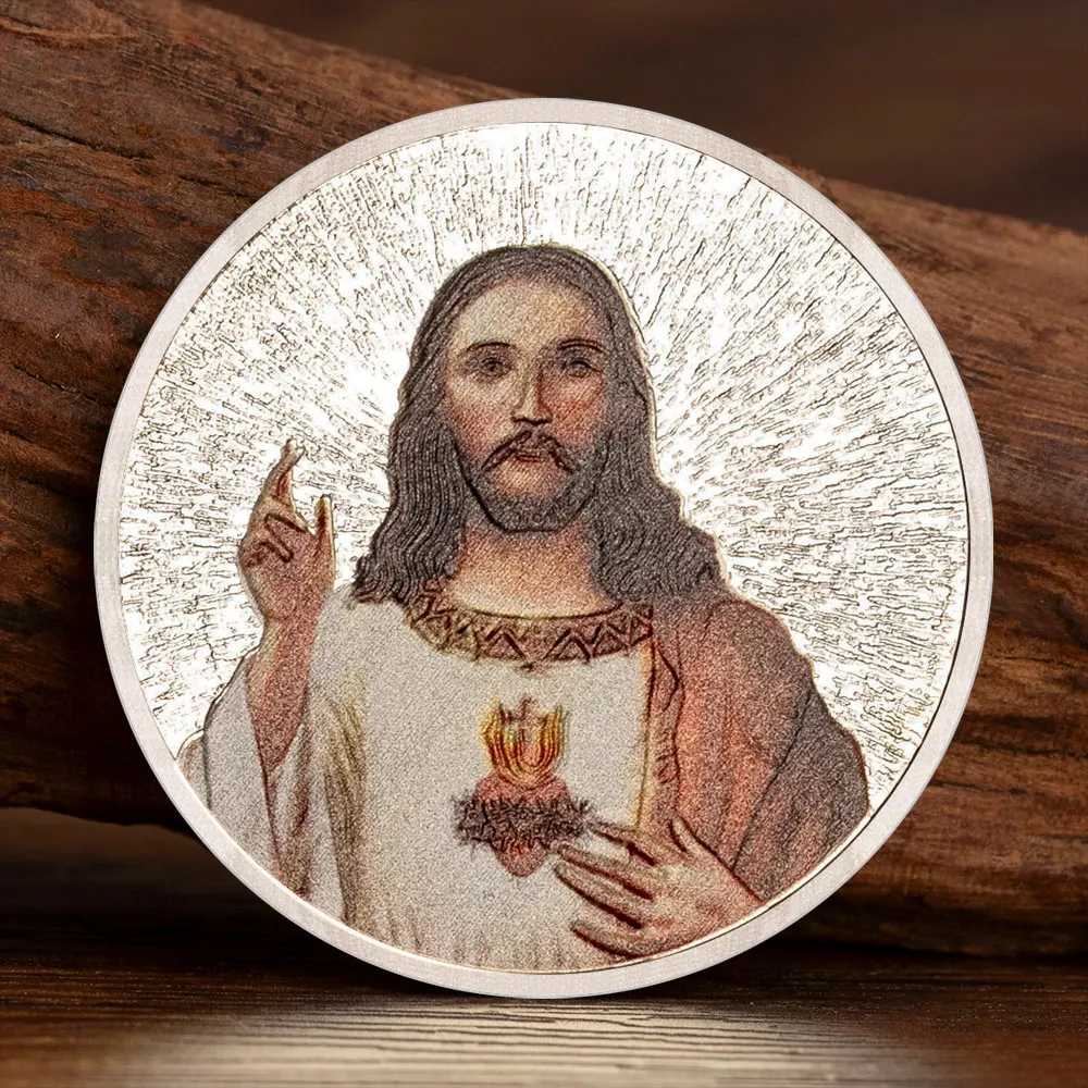 Nativity Pattern Jesus Souvenir Coin Christianity Commemorative Coin Silvery Plated Collectible Creative Gift