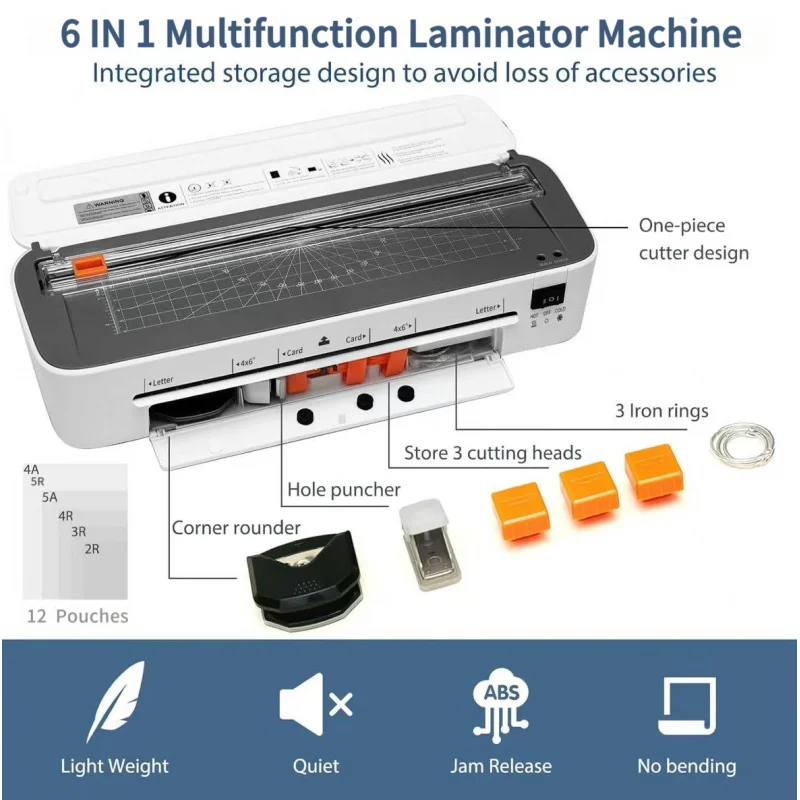 آلة الترقق SL388 التحكم الذكي في درجة الحرارة مع التسخين السريع 6IN1 آلة تغليف الصور والوثائق متعددة الوظائف