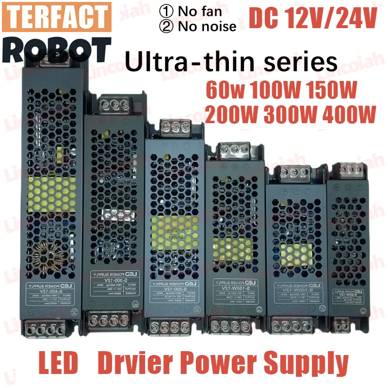 

DC 12V 24V LED Power Supply AC190-240V Mute Lighting Transformers 60W 100W 200W 300W 400W LED Light Driver Power Adapter