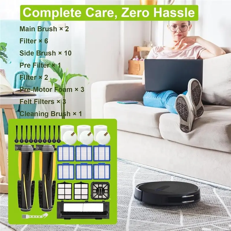 YCOC-Kit de substituição de escova principal, capa e filtro para Shark IQ R101AE RV1001AE AV912S RV913S AV1010AE RV1000 AV970 AV1002AE