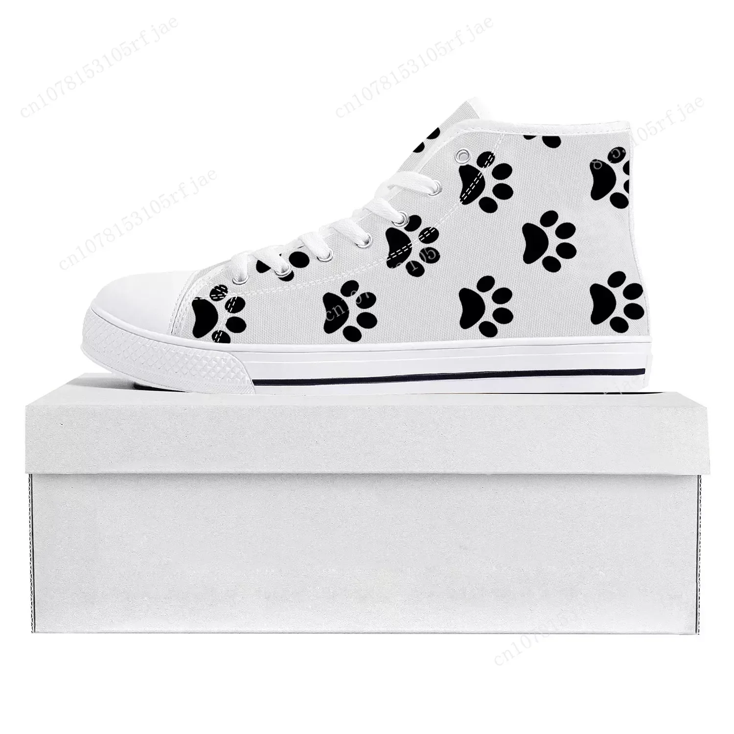 Dog Paw Print Pet Dog High Top High Quality Sneakers Mens Womens Teenager Canvas Sneaker Casual Couple Shoes Custom Shoe White