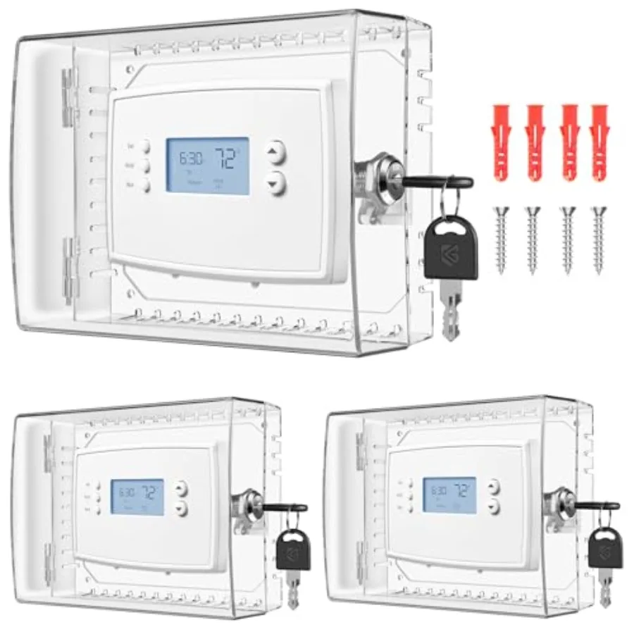 

Thermostat Box with, Large Thermostat Cover with Lock for Thermostat on Wall, AC Control Box Cover with, Air Conditioner Lockbo