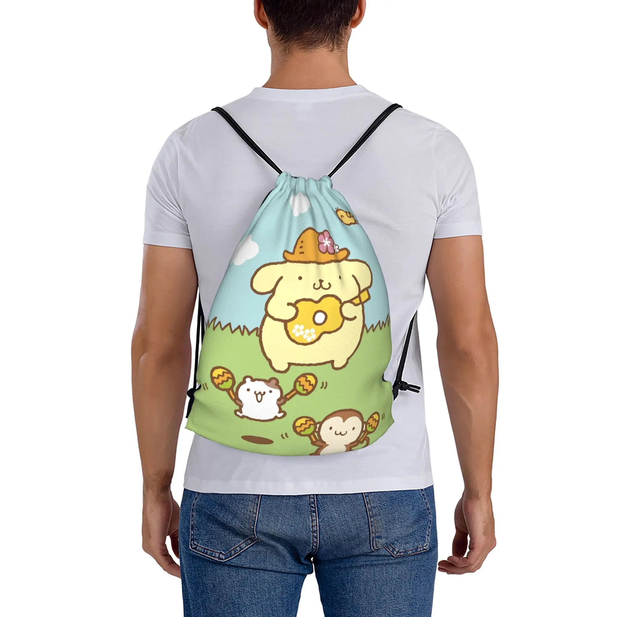 Custom P-Pompompurines Drawstring Backpack Bags Men Women Lightweight Cute Dog Gym Sports Sackpack Sacks for Yoga - view 5