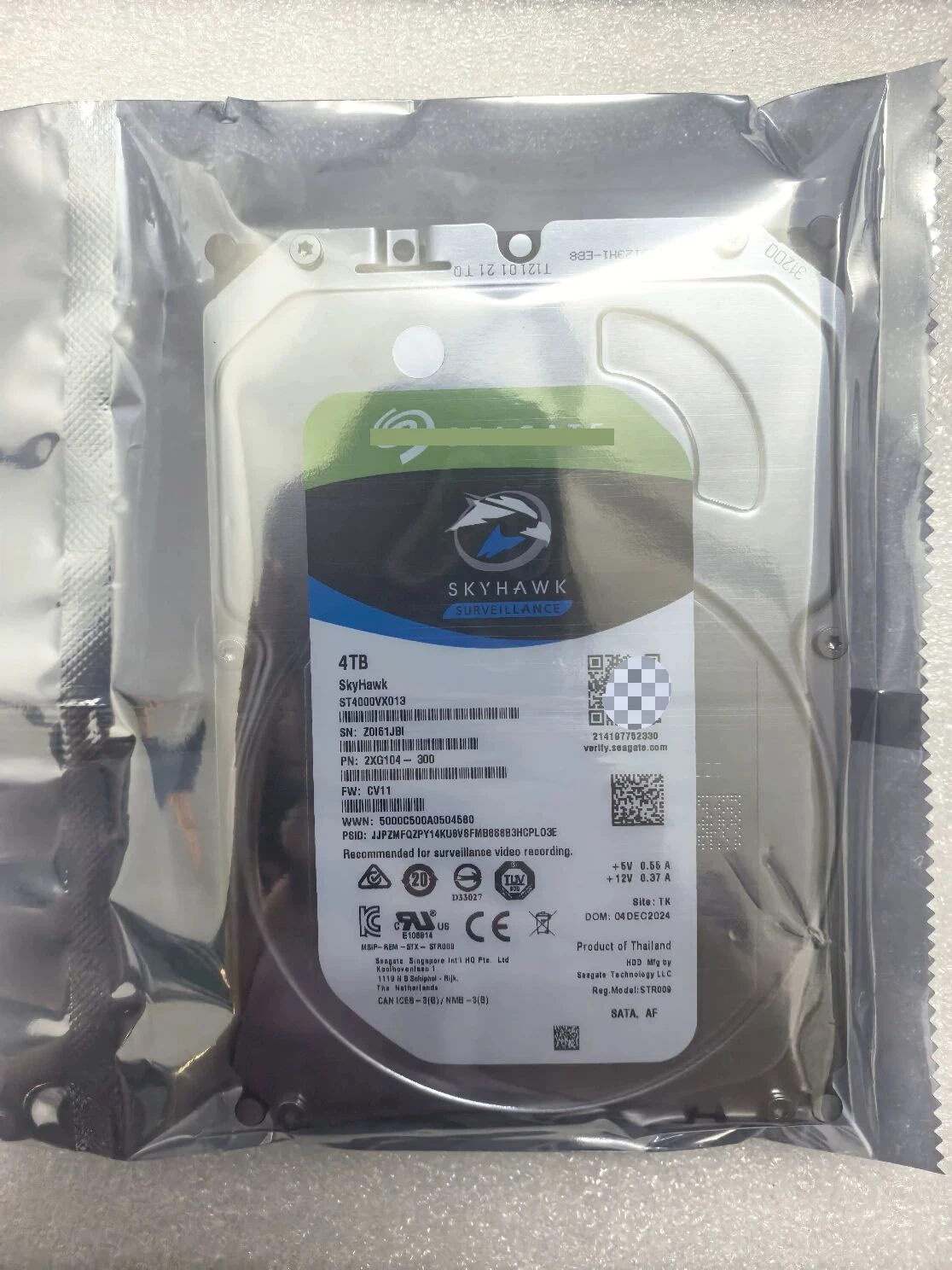 ST4000VX013 Seag SkyHawk 4TB 3.5" SATA III 6Gb/s 7200RPM Disco Duro de Vigilancia NUEVO