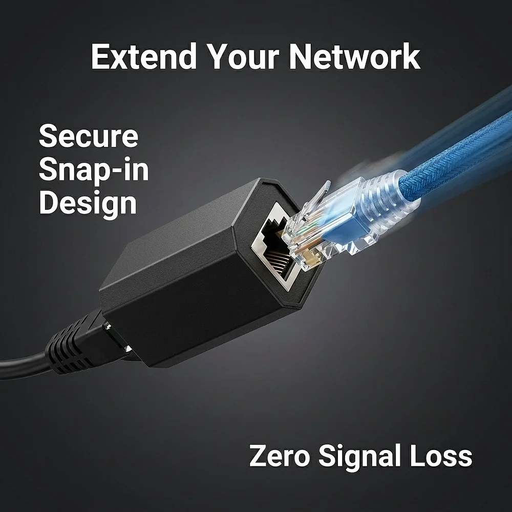 RJ45 Inline Coupler Female to Female Cat6/Cat5e Extender TVS Surge Protection 2.5G/1000Mbps Ethernet LAN Network Connector