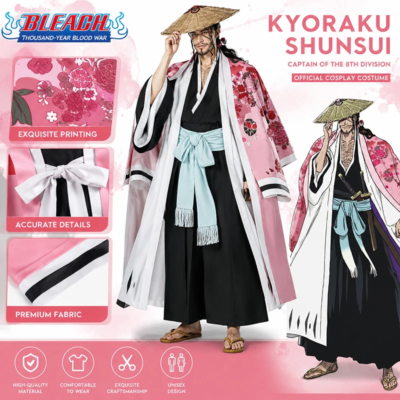 Kyoraku Shunsui Cosplay Bleach Thousand Year Blood War Arc Cosplay Costume Men Party Comic Con Role Play Uniform Clothes Outfit