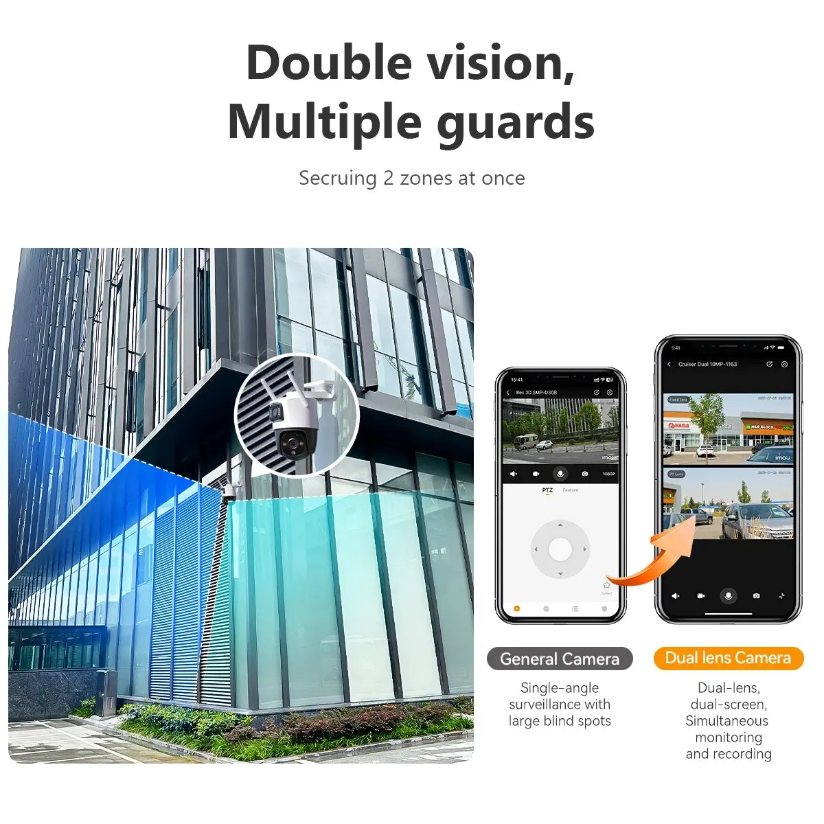 IMOU Cruiser Dual 8MP lente Dual cámara PT para exteriores cámara IP de seguridad para el hogar AI cámara de vigilancia con detección humana y de vehículos