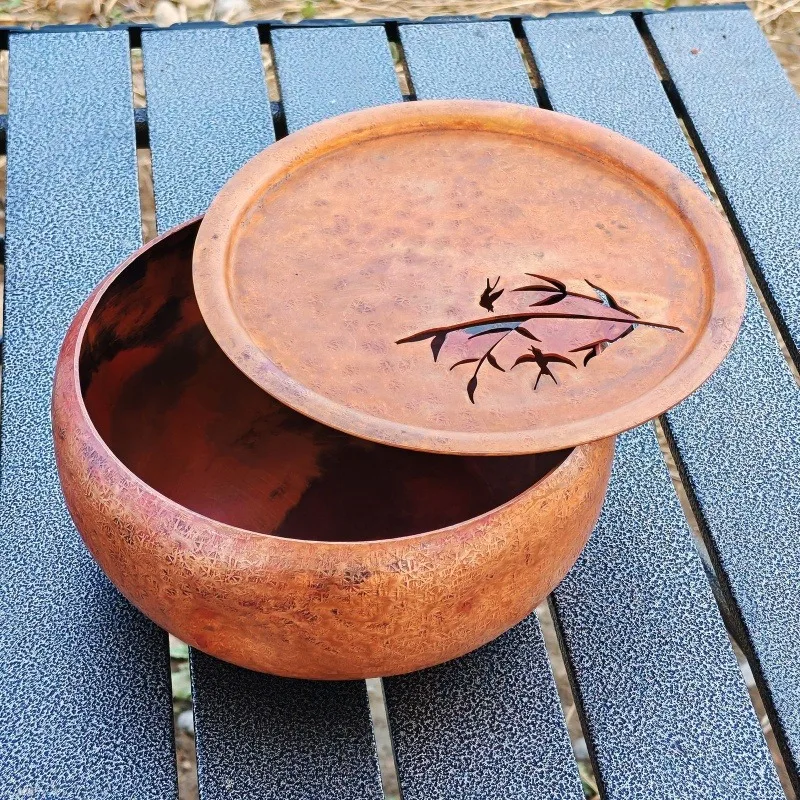 Japanese Retro Water Jar Waste Bowl Zen Tea Residue Container Handmade Purple Copper Tea Wash Home Camping Tea Set Accessory