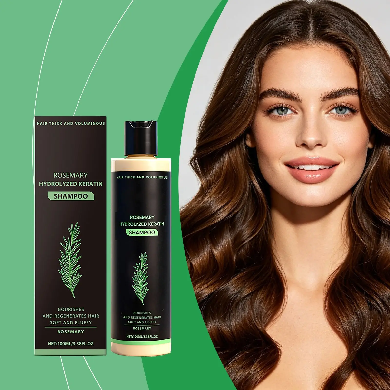 Rosemary Hydrolyzed Keratin Shampoo Nourish Scalp Anti Loss Repair Damaged Frizzy Hair Fluffy Volumizing Hair Growth Shampoo