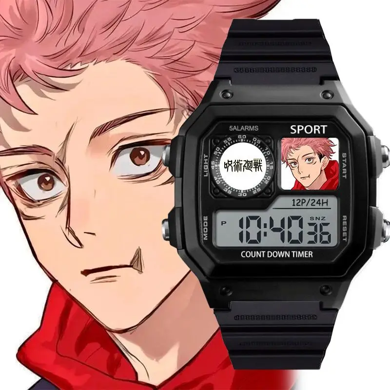 

Jujutsu Kaisen Itadori Yuji anime merchandise cute cartoon student watch creative 2D unisex small square digital watch gift