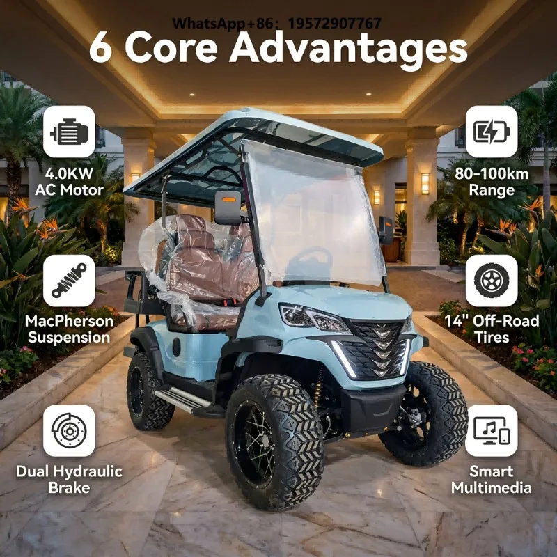 New Design Vehicle Off-road Comfortable Sightseeing Golf Cart Hunting 4 Seater Golf Cart Electric