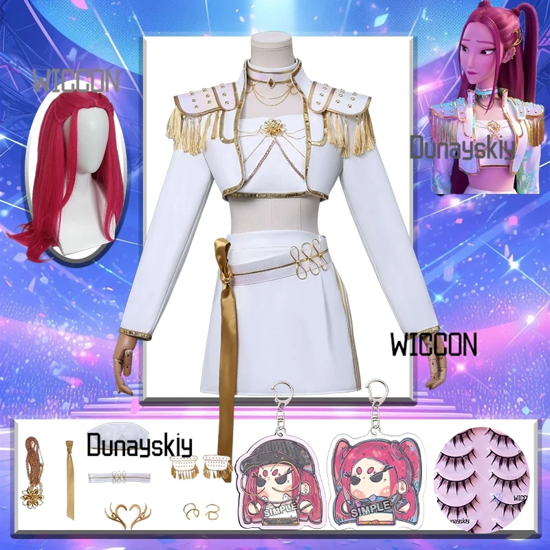 Huntrix KPop Demon Hunters Косплей Mira WHAT IT SOUNDS LIKE Сценическая форма Белый Корея Idol Сексуальное мини-платье Хэллоуин 코스프레