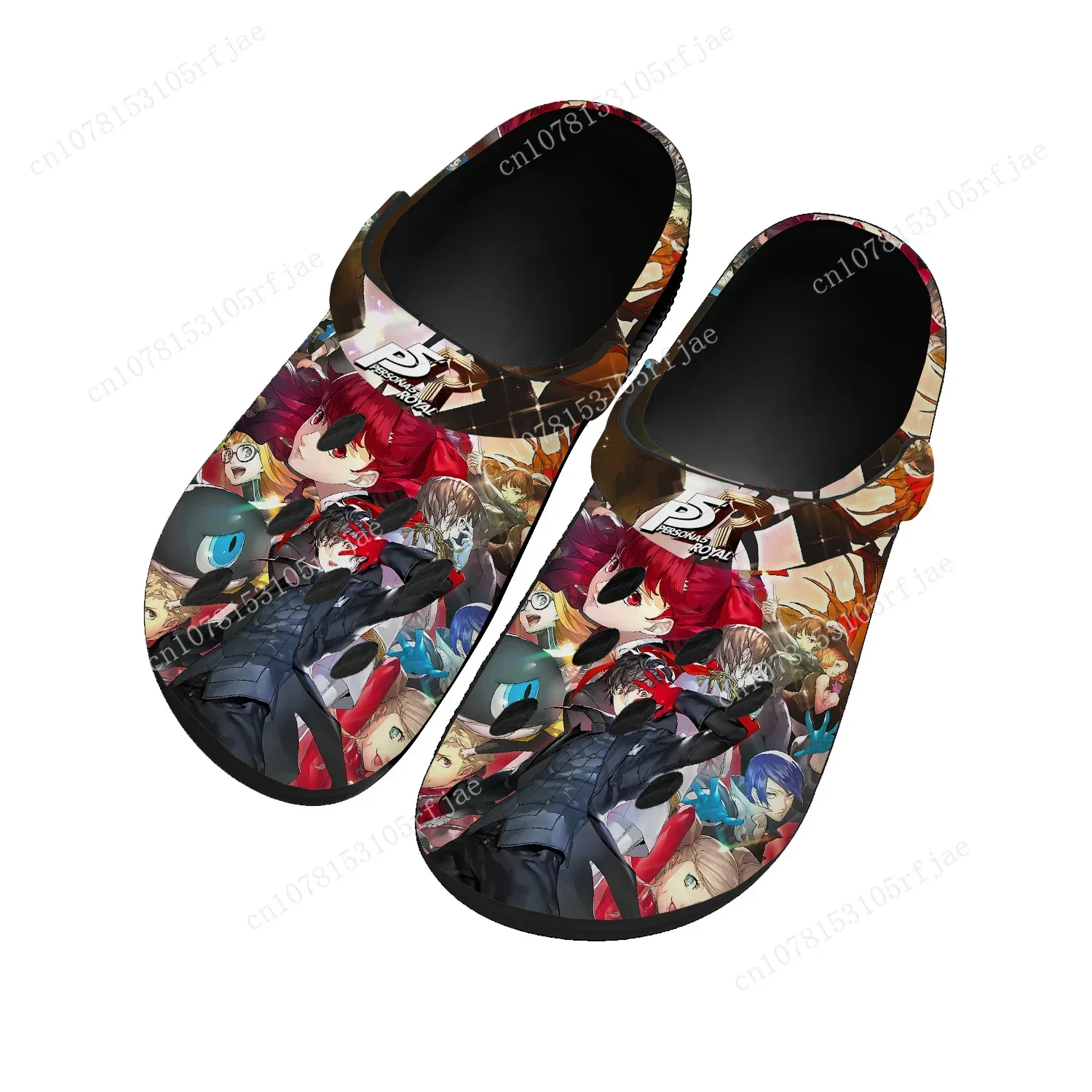 Anime Cartoon Game Persona 5 Home Clogs pour hommes et femmes, chaussures d'eau sur mesure pour adolescents, pantoufles de jardin et de plage, sandales trouées à la mode