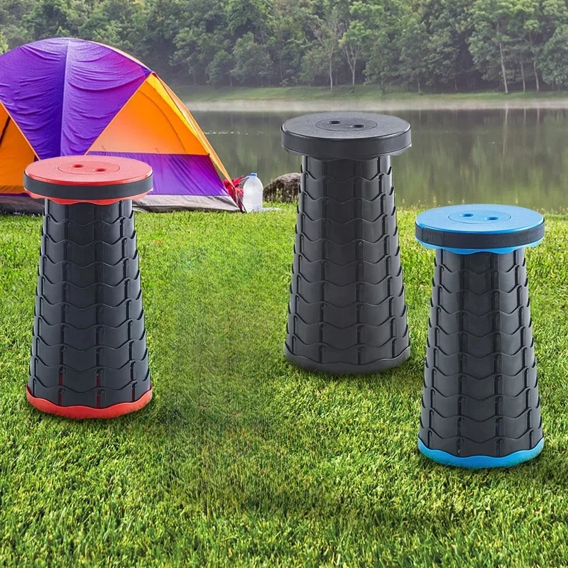 Portable Folding Telescopic Stool Outdoor Camping Chair Lightweight Plastic Subway Queuing ChairFishing Seat Fishing Chair