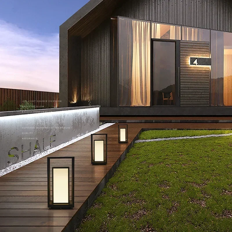 New Chinese Style Outdoor LED Lawn Lights Park Grass Landscape Trapezoidal Retro Villa Courtyard Light