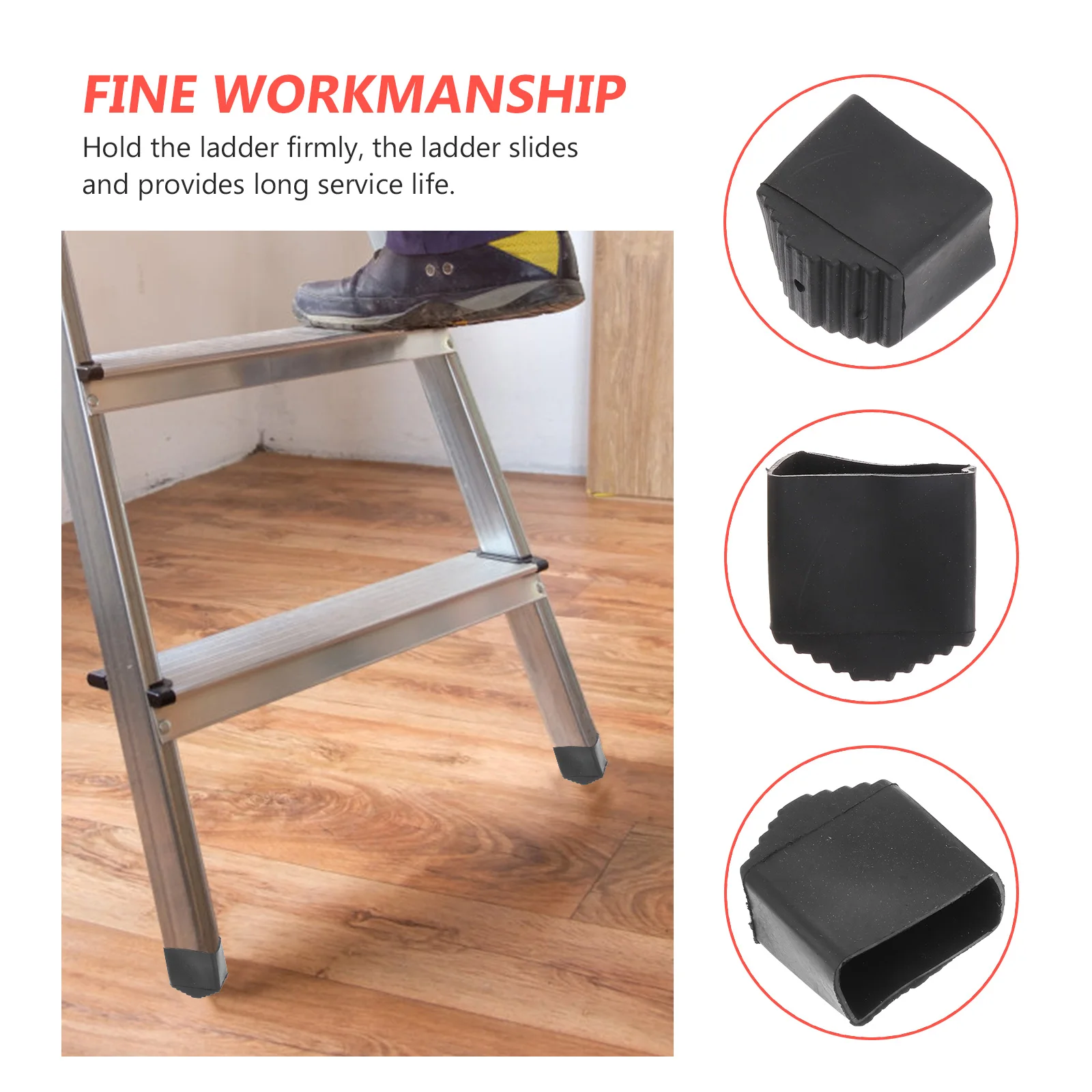 2pcs Ladder Feet Protector Cover Anti-Slip Thick Wear-Resistant Easy To Install Safety Pad Ladder Feet Rubber Covers