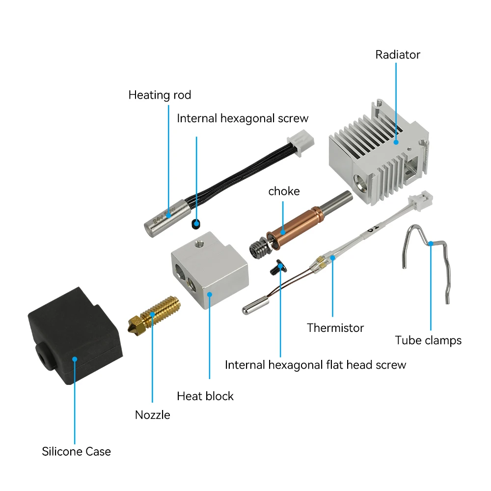 For Anycubic Kobra 3 Combo Hotend Nozzle Thermistor Heating Tube 24v 50w Heater Block 3D Printing Parts Accesories