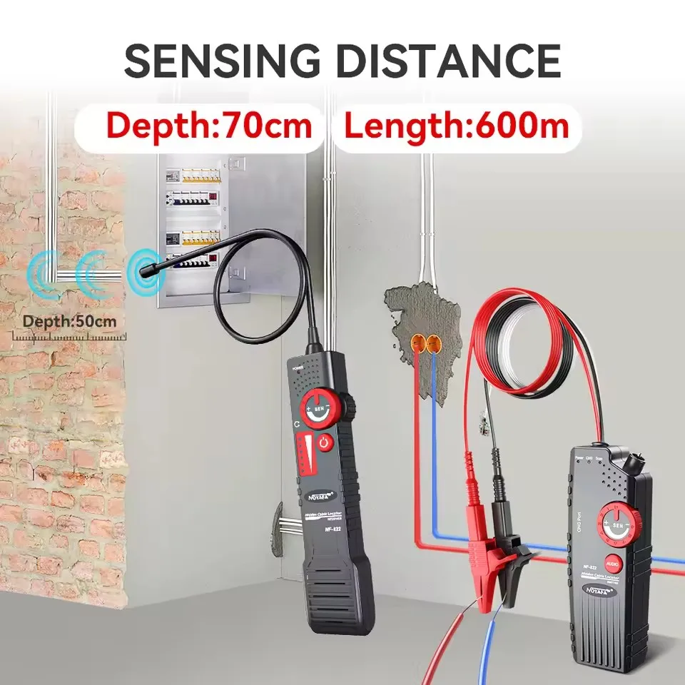 Noyafa NF-822 Underground Cable Tracker Anti-Interference Cable Locator High & Low Voltage Wire Tracker Cable Tester Line Finder