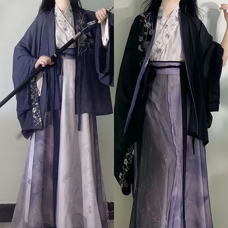 

Hanfu Men Chinese Purple&Black Embroidered Hanfu Couples Halloween Cosplay Costume Stage Costume Party Outfit Hanfu For Women