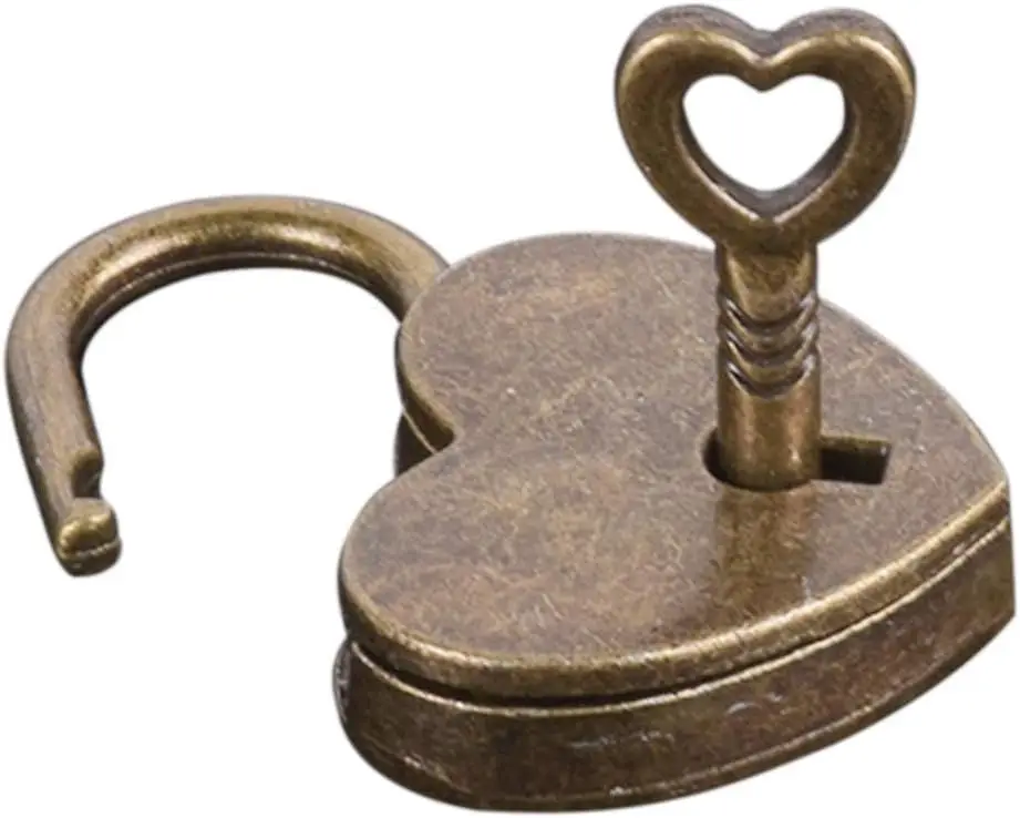 

Vintage Heart Shape Brass Padlock for Travel, Storage & Luggage