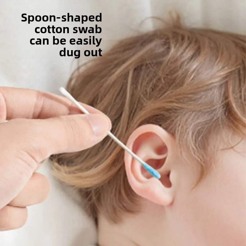 

Children's Adhesive Cotton Swabs, Safe Earwax Cleaning for Newborn Babies, Soft-tipped Stick That Does Not Harm The Ear Canal