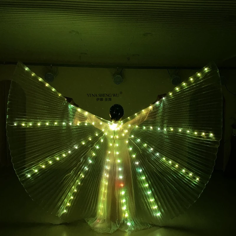 الرقص الشرقي LED إيزيس أجنحة كلا الجانبين الفلورسنت فراشة أداء الرقص الشرقي الرقص الشرقي كرنفال Led ازياء العروض